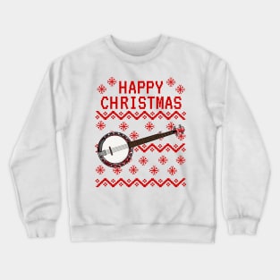 Banjo Ugly Christmas Banjoist Folk Musician Crewneck Sweatshirt